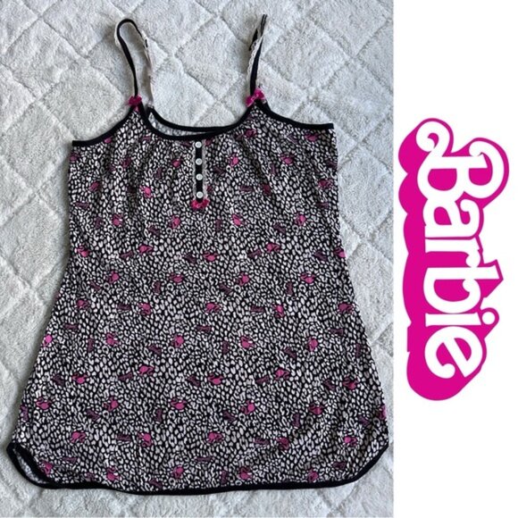 Barbie | Black White & Pink Logo Nightgown Teddy | Size Medium - Picture 1 of 9